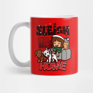 Sleigh Home Cute Kawaii Christmas Cartoon For Pet Lovers Mug